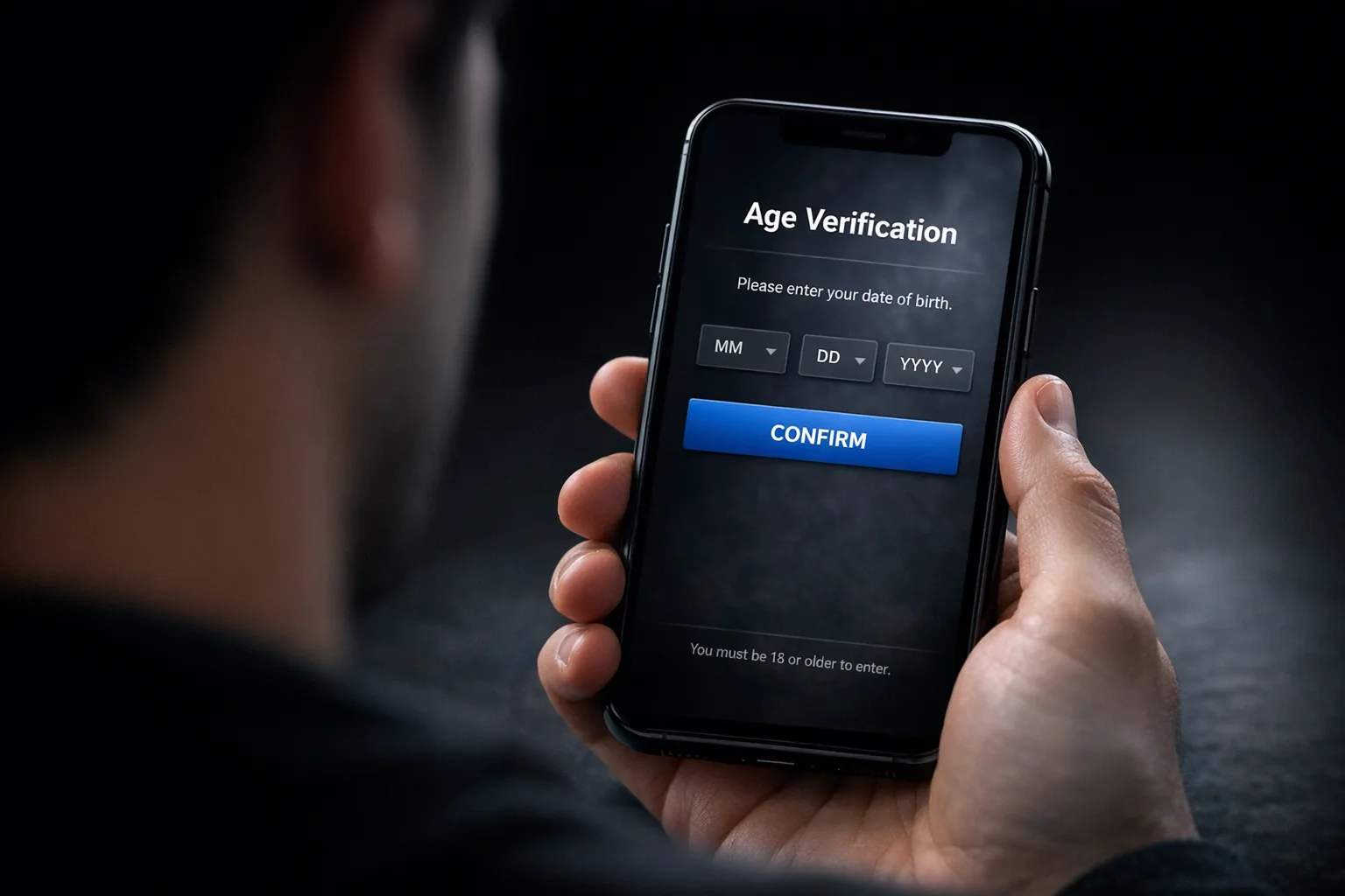 Mobile phone with an age verification prompt