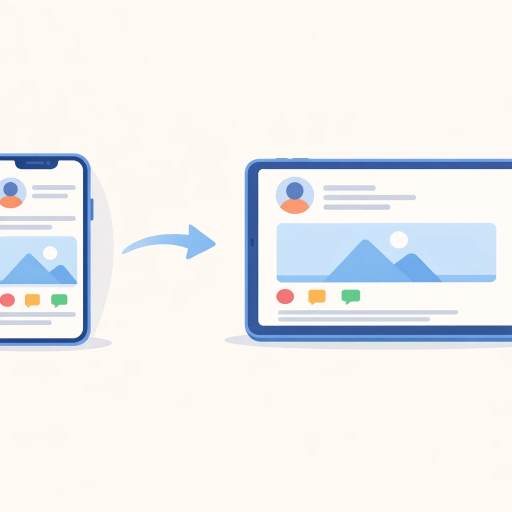 Illustration of cross‑device handoff from phone to tablet