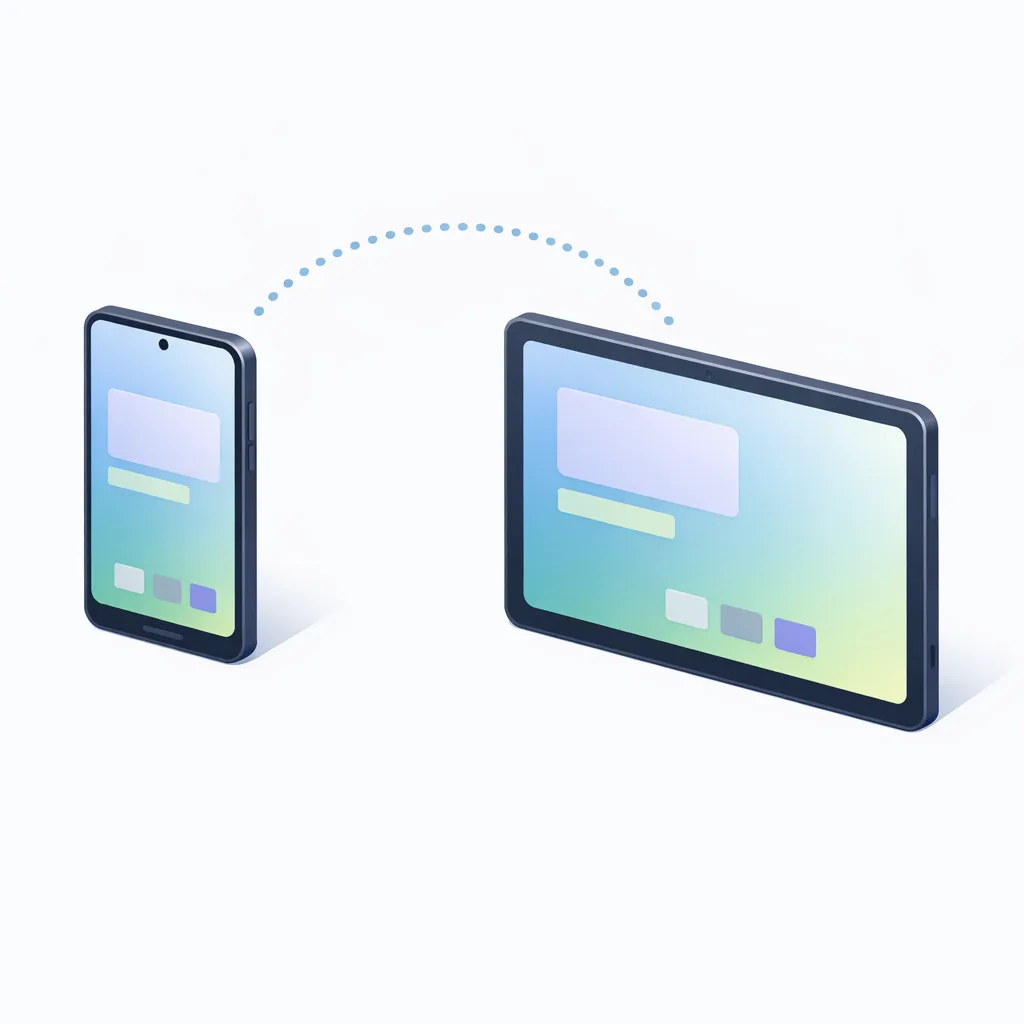 Illustration of cross-device handoff between Android phone and tablet