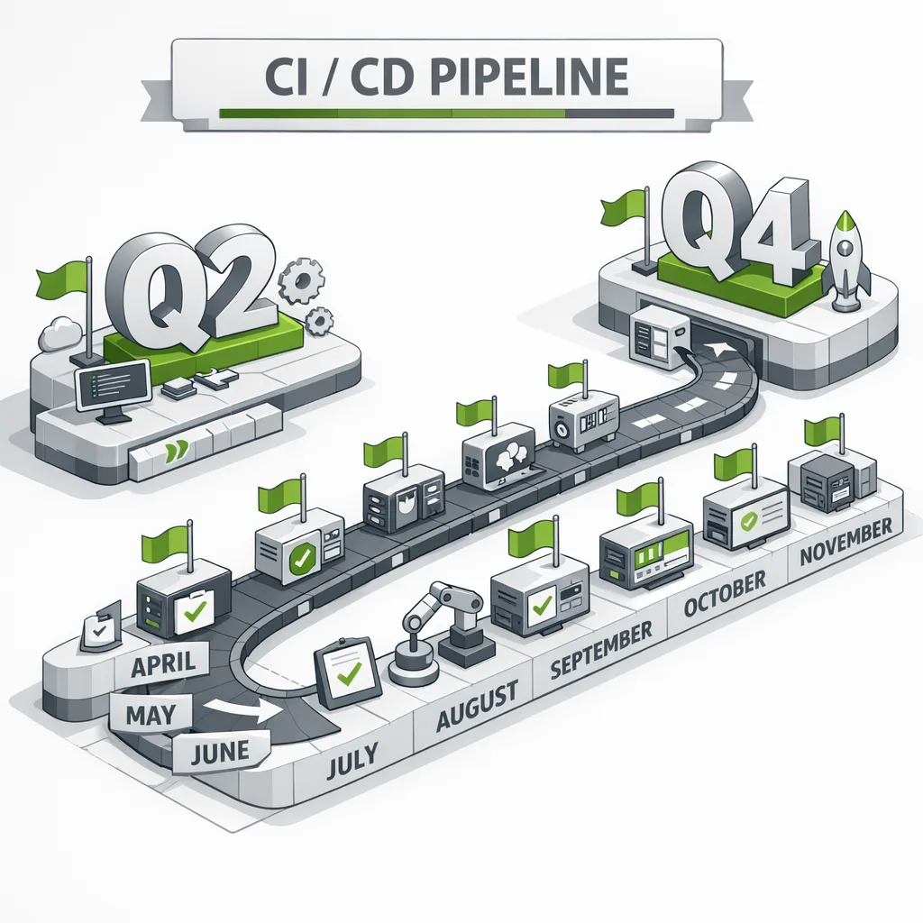 CI/CD pipeline with semiannual AOSP intakes and monthly security checkpoints