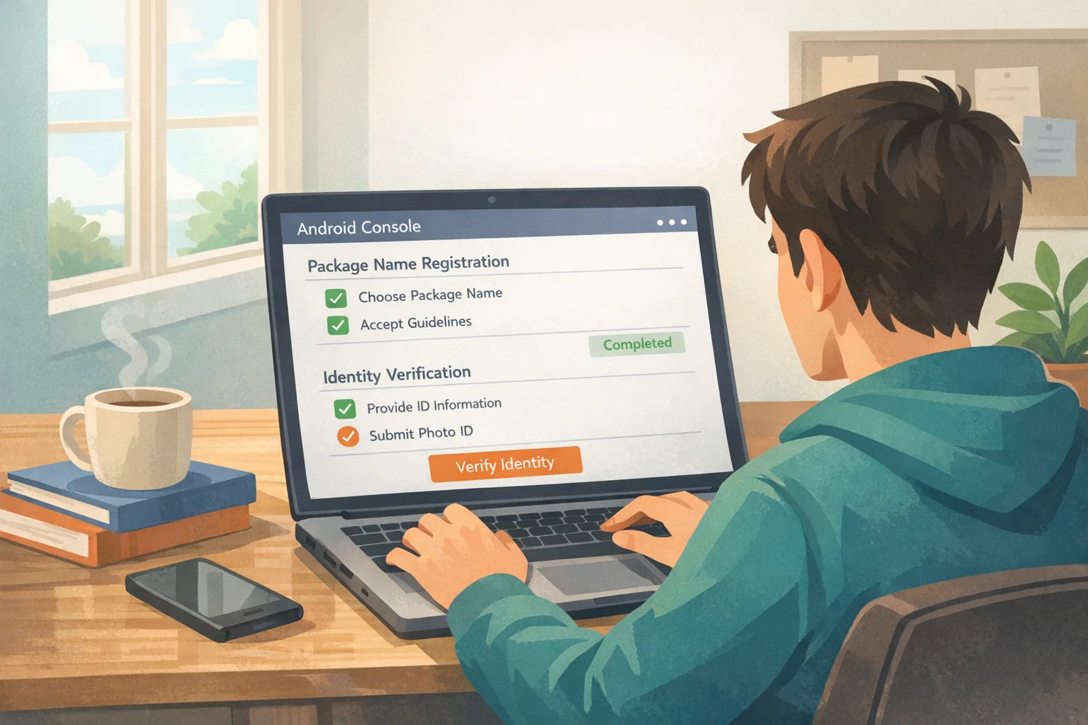 Developer registering Android package names and identity verification