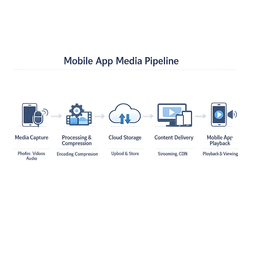 Illustration of a safe media pipeline for mobile apps