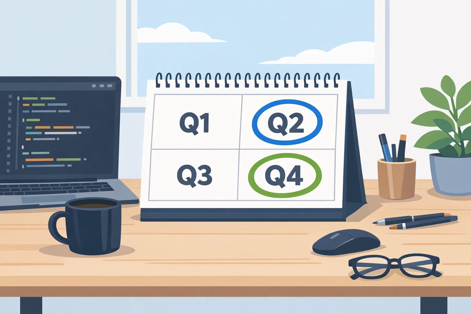 Biannual AOSP calendar marked for Q2 and Q4
