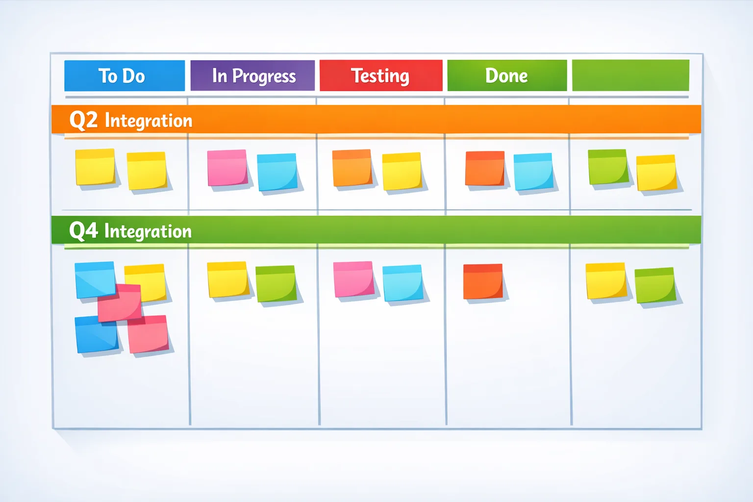 Kanban lanes for biannual Android integration