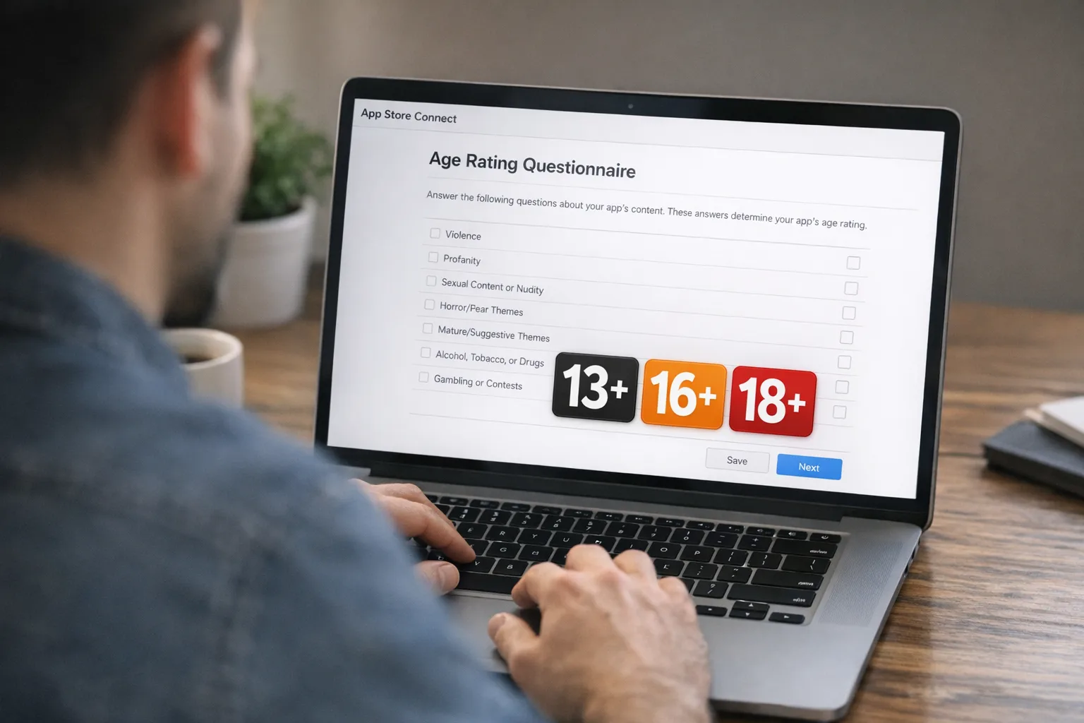 Developer reviewing new App Store age rating questionnaire