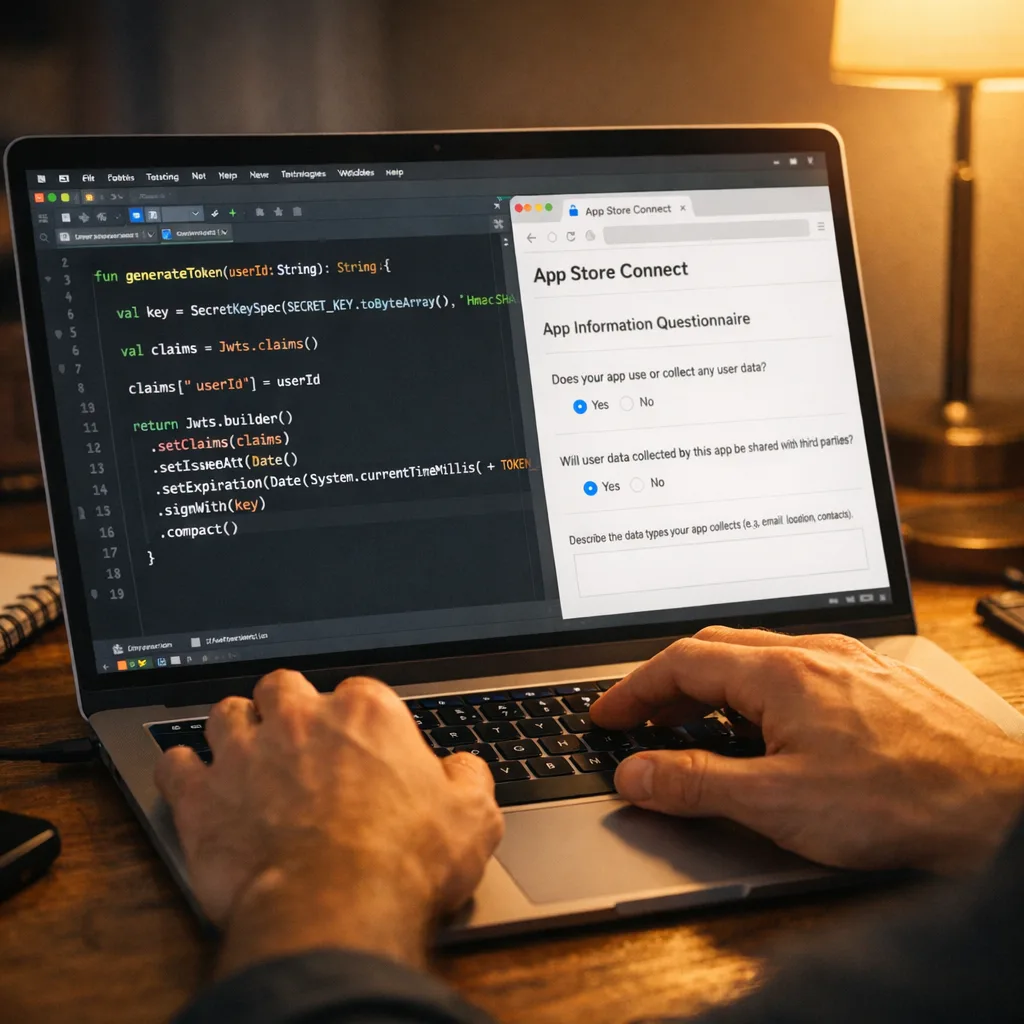 Developer integrating Google Play token generation and updating App Store Connect