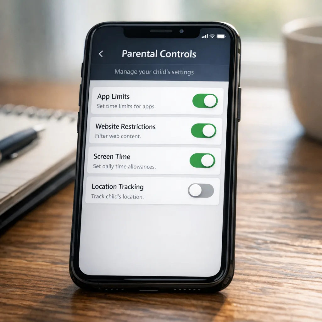 Smartphone showing parental controls being configured