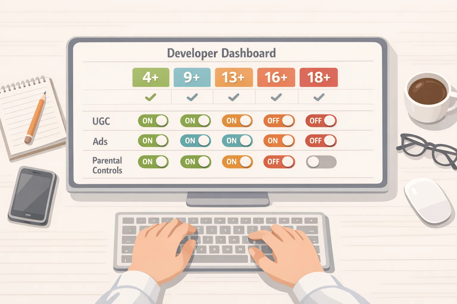 Illustration of updated App Store age rating tiers and disclosures