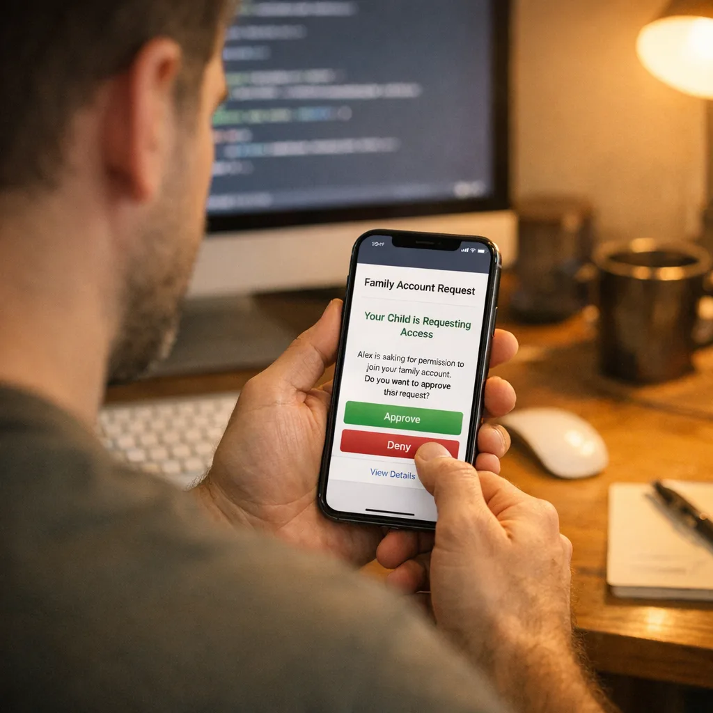 Photo of a developer testing parental consent flow on iPhone