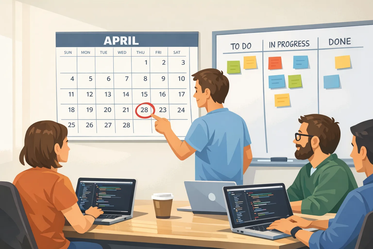 Product team planning for April 28 App Store deadline