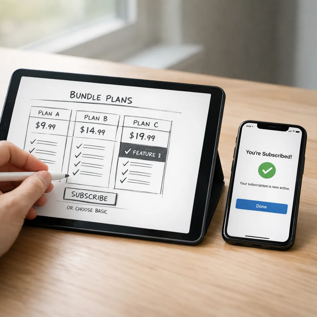 Designing a bundle paywall and subscription confirmation on iPhone