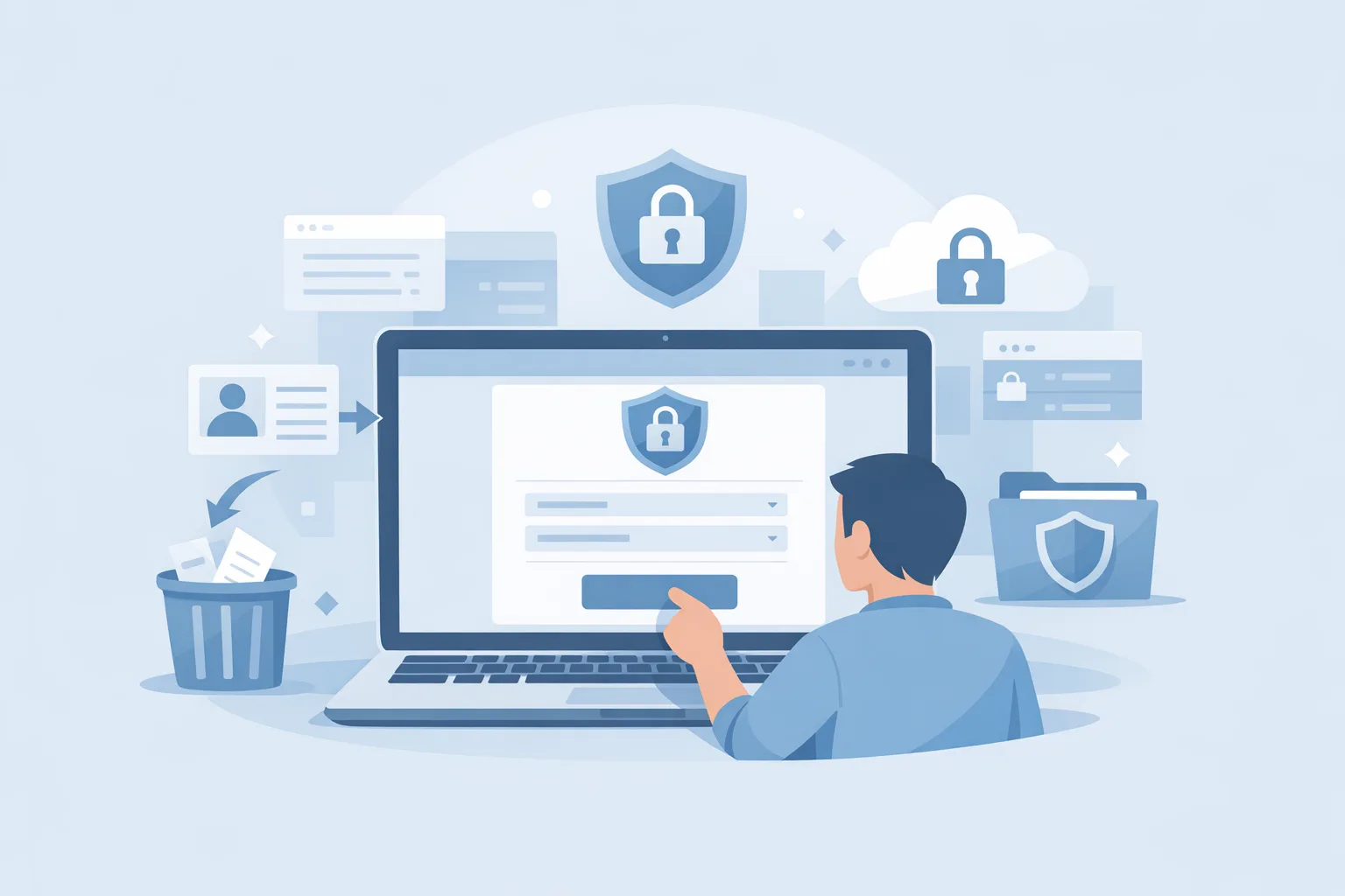 Illustration of a privacy portal where a user submits a data deletion request