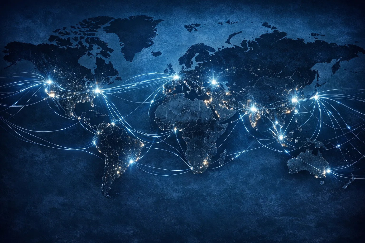 Global network routes illustration with data centers