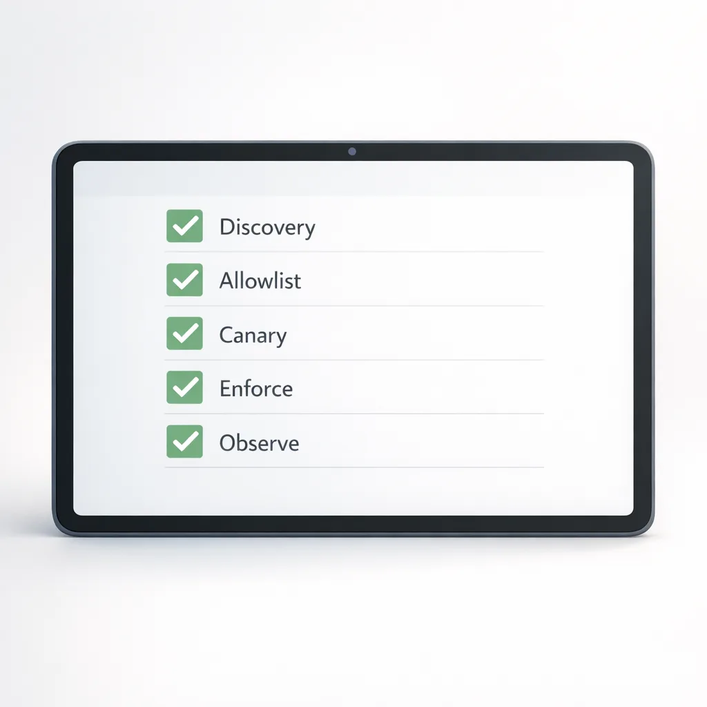 Illustration of a completed egress rollout checklist