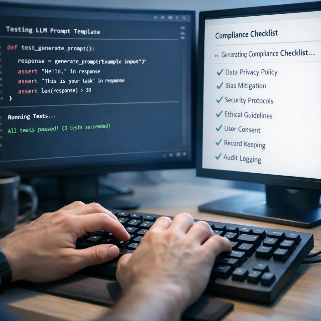 Developer running eval-as-code tests and generating documentation