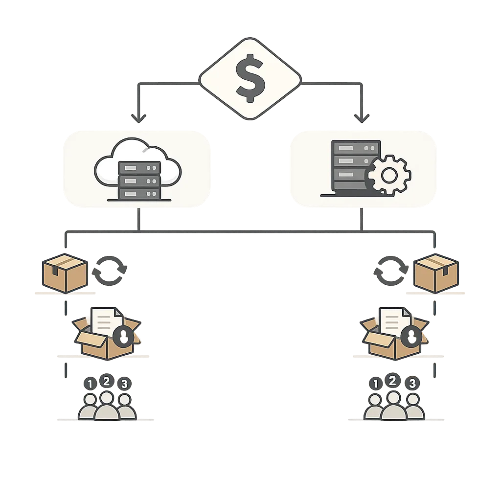 Illustration of a CI/CD cost control decision flow for GitHub Actions