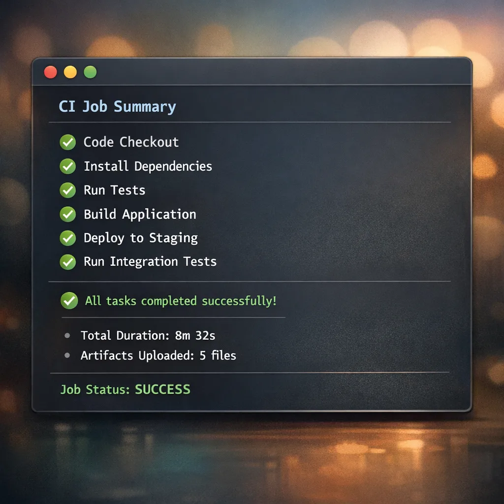 Illustration of a CI job summary with successful checks