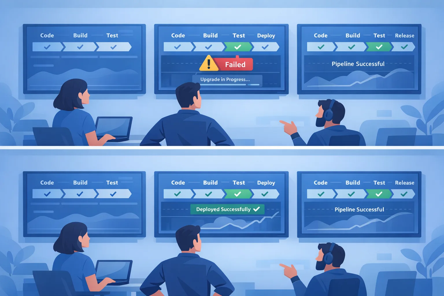 DevOps team monitors CI/CD pipelines as runner upgrade resolves warnings