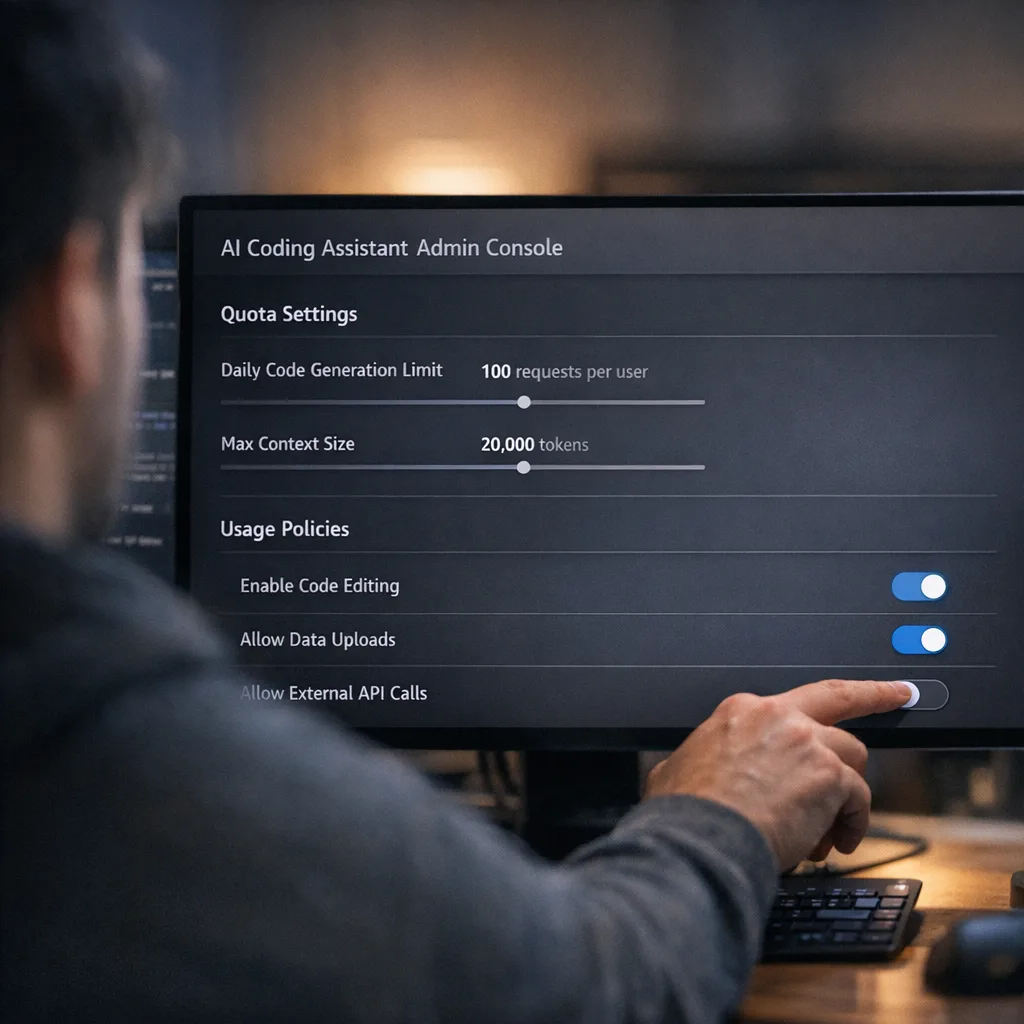Engineer tuning AI assistant quotas and policies
