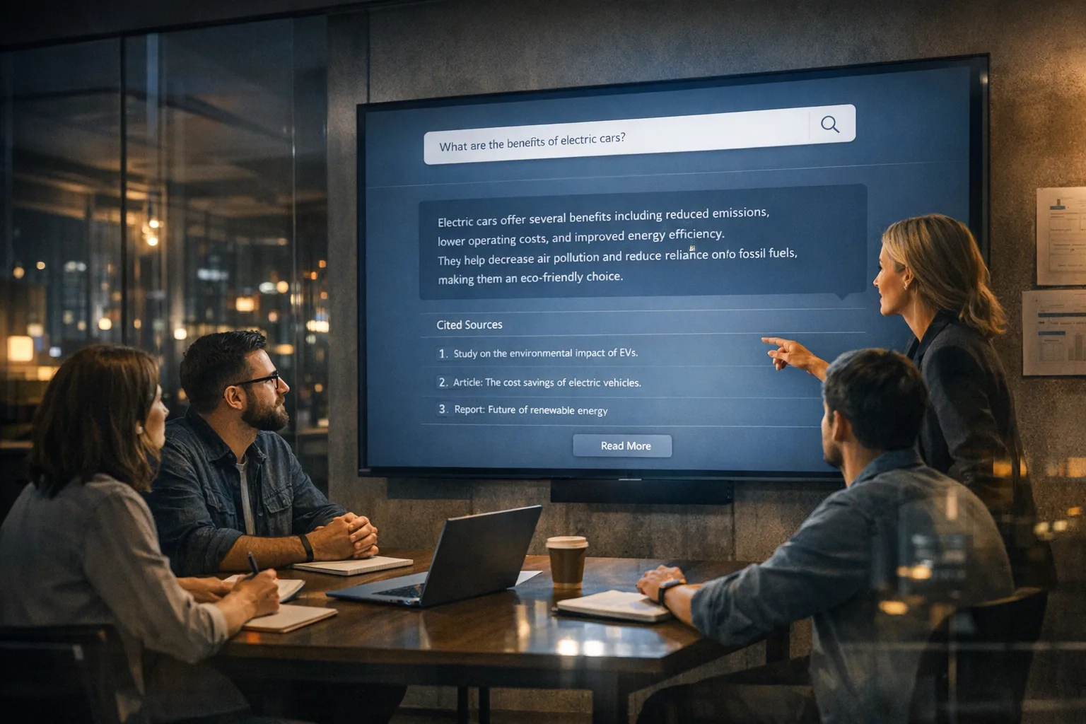 Product team reviewing AI-enhanced search interface