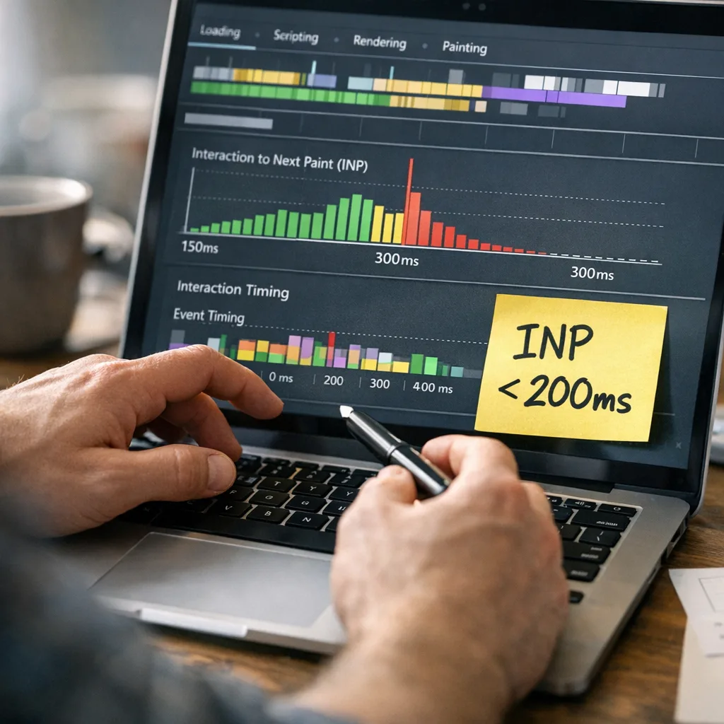 Developer profiling interaction latency to improve INP