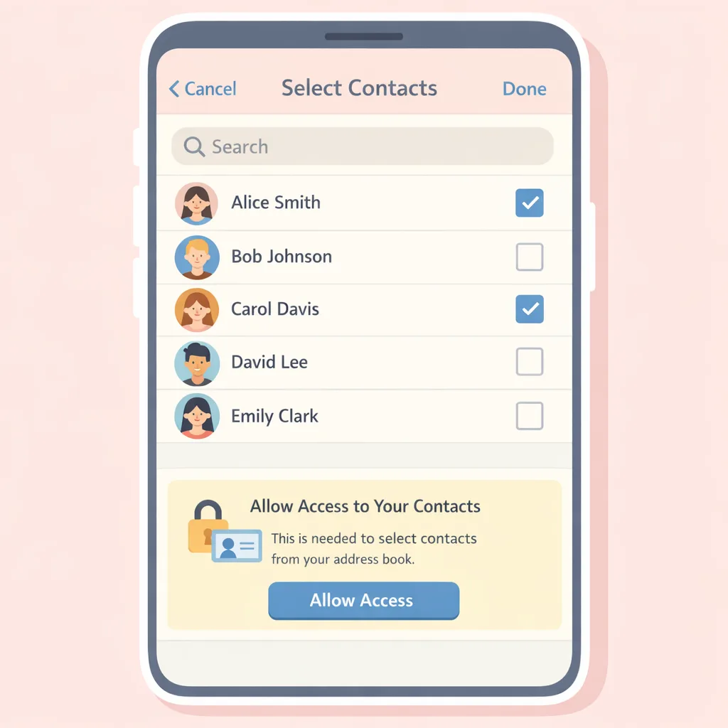 Illustration of Android Contact Picker UI