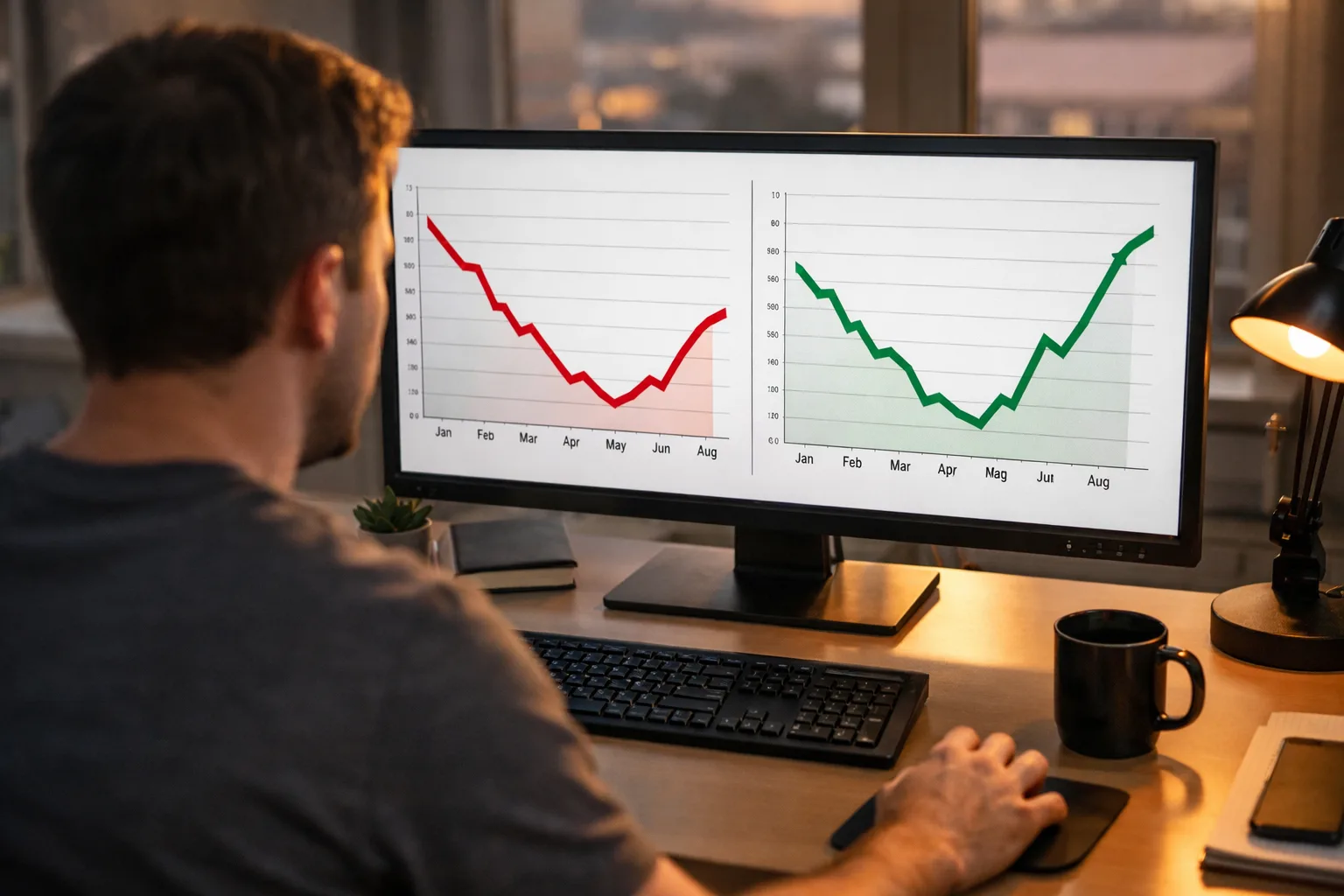 Analyst reviewing traffic charts after a Google update