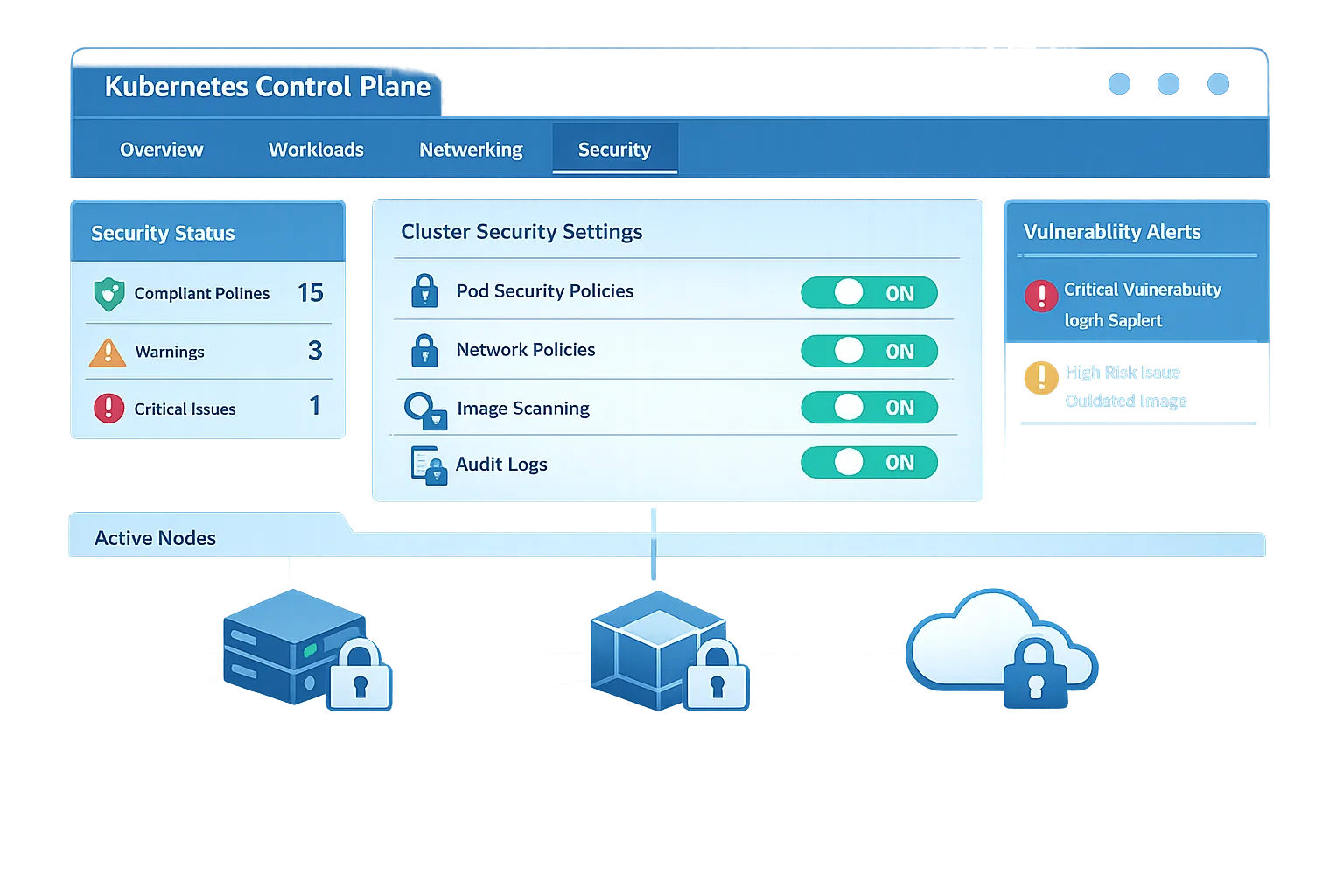 Illustration of Kubernetes control plane security settings
