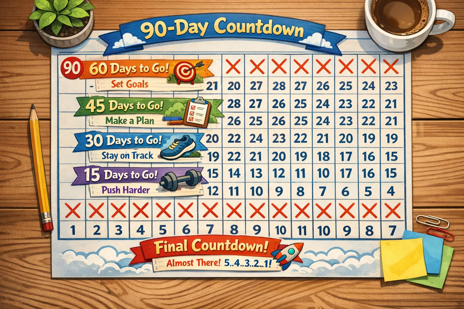 A 90‑day migration calendar visualizing milestones