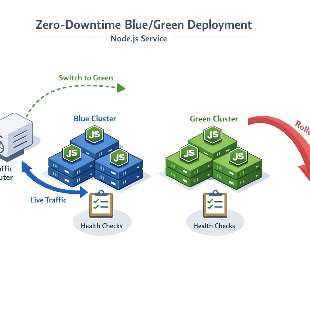 Blue/green deployment diagram for a Node.js upgrade