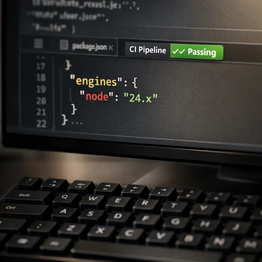 Editing package.json engines for Node 24 with passing CI