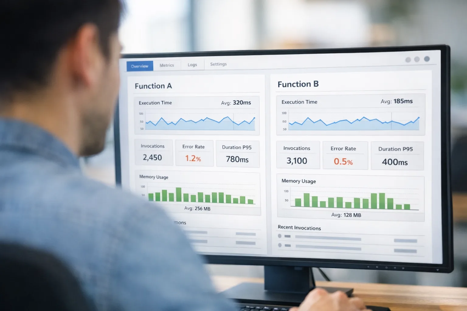 Abstracted cloud console showing serverless runtimes