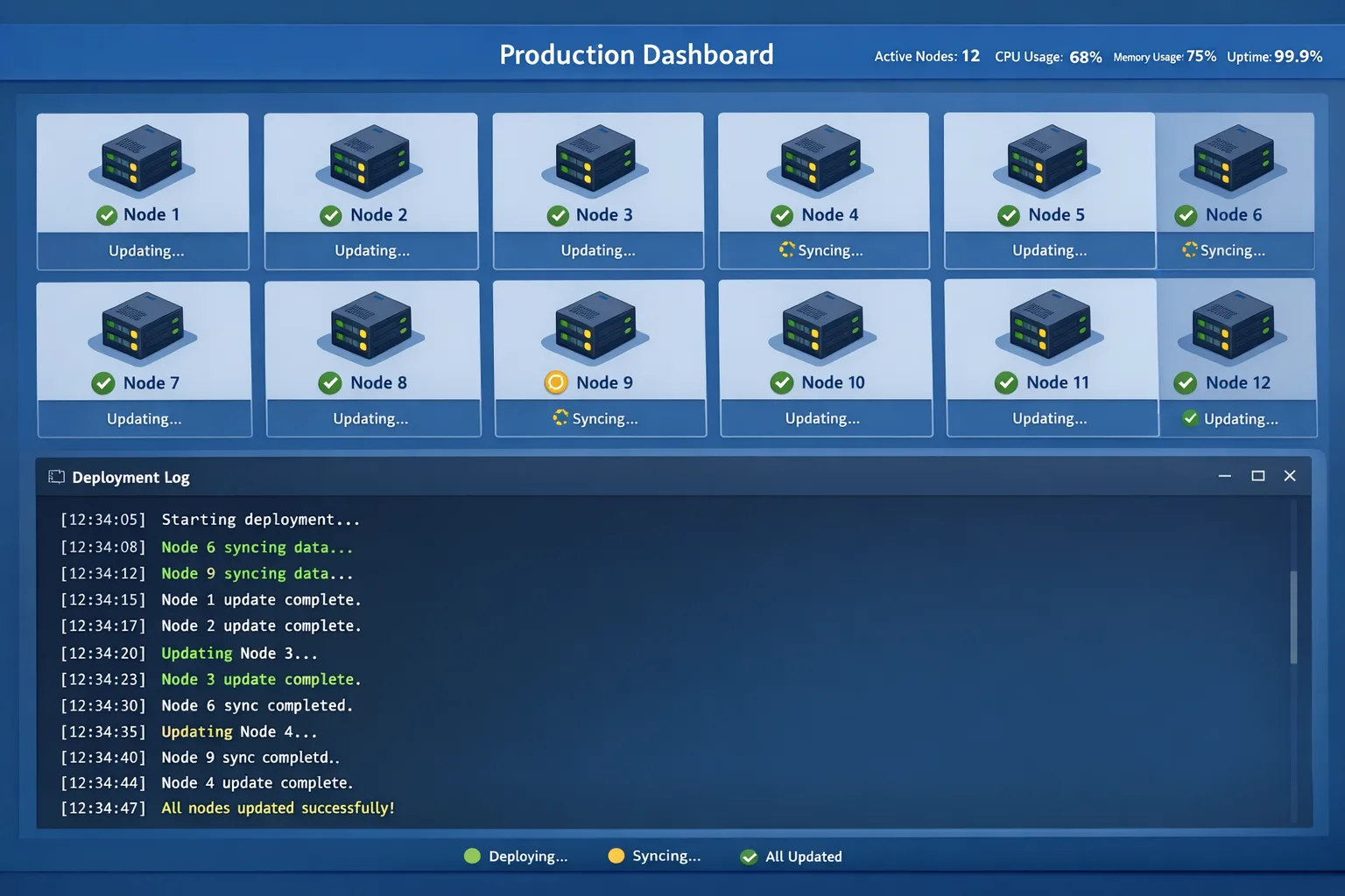 Operations team rolling out Node.js security updates across environments