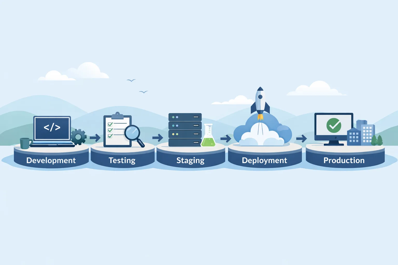 Illustration of a safe Node.js production rollout pipeline