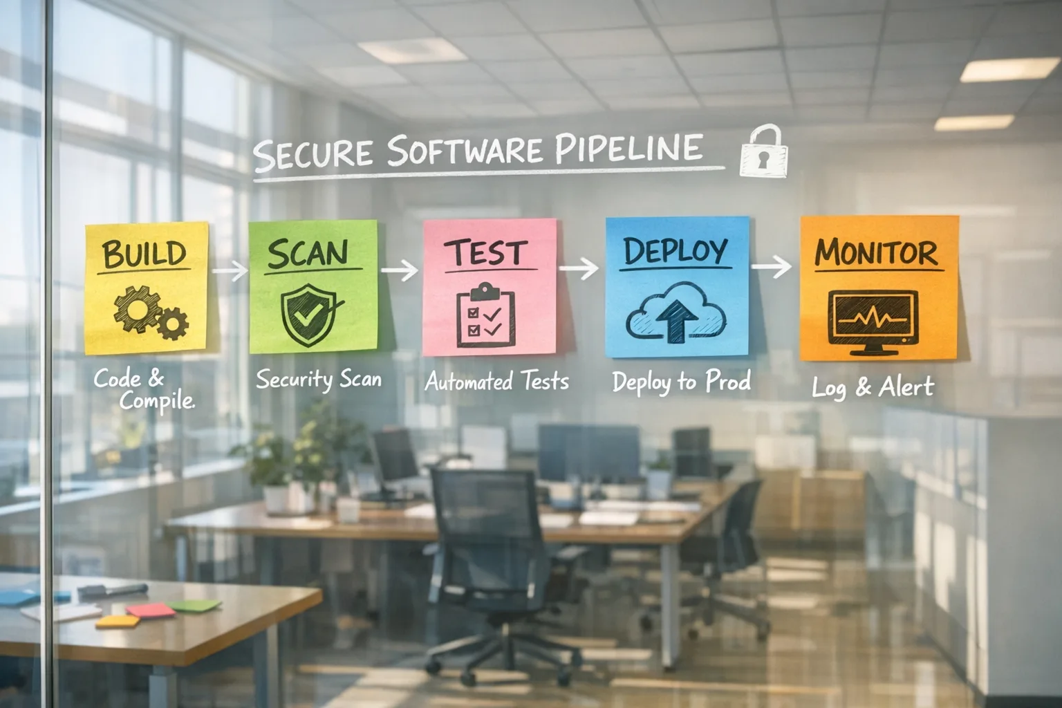 Secure software delivery pipeline steps visualized