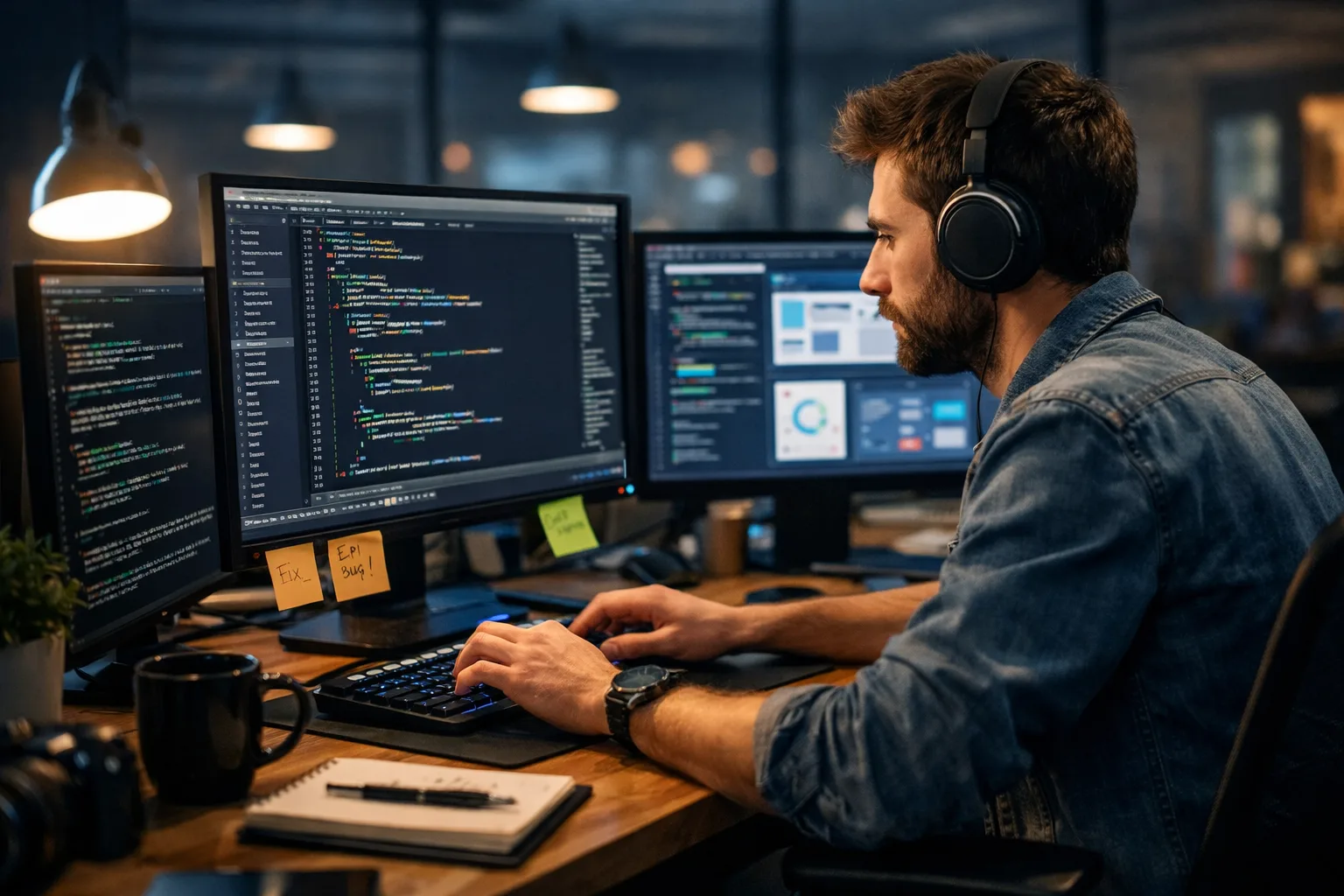 Terminal showing Node.js versions and a handwritten patch checklist