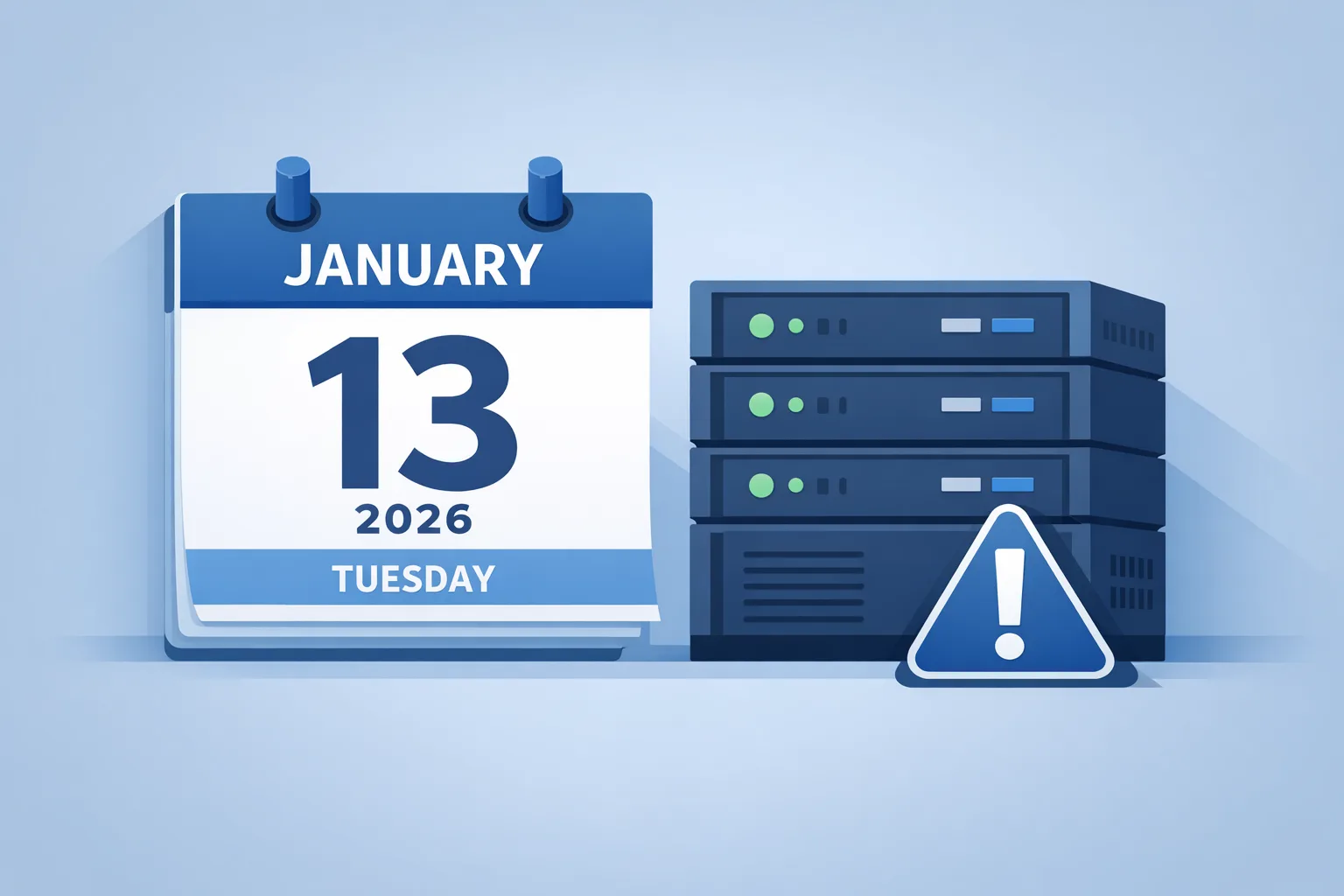 January 13, 2026 security update marker next to a Node.js server