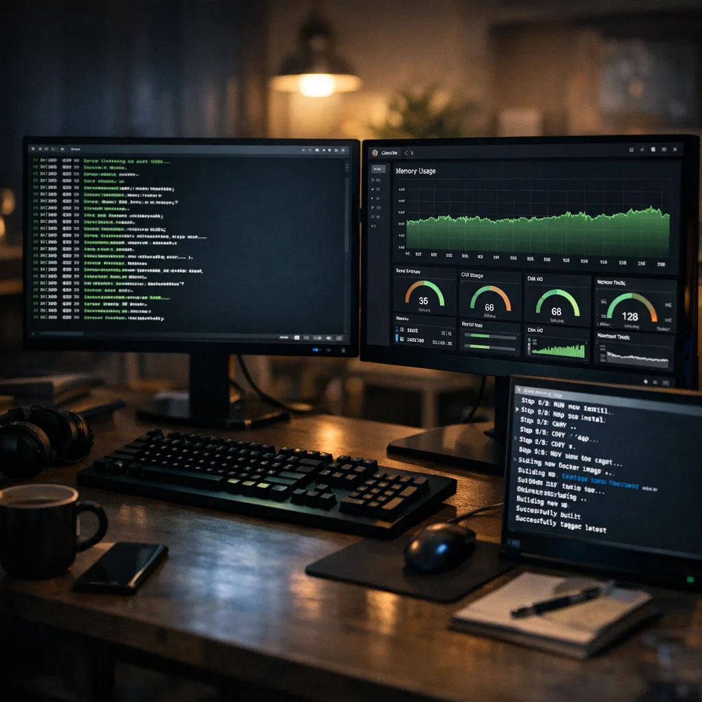 Workstation monitoring Node.js rollout with logs and dashboards