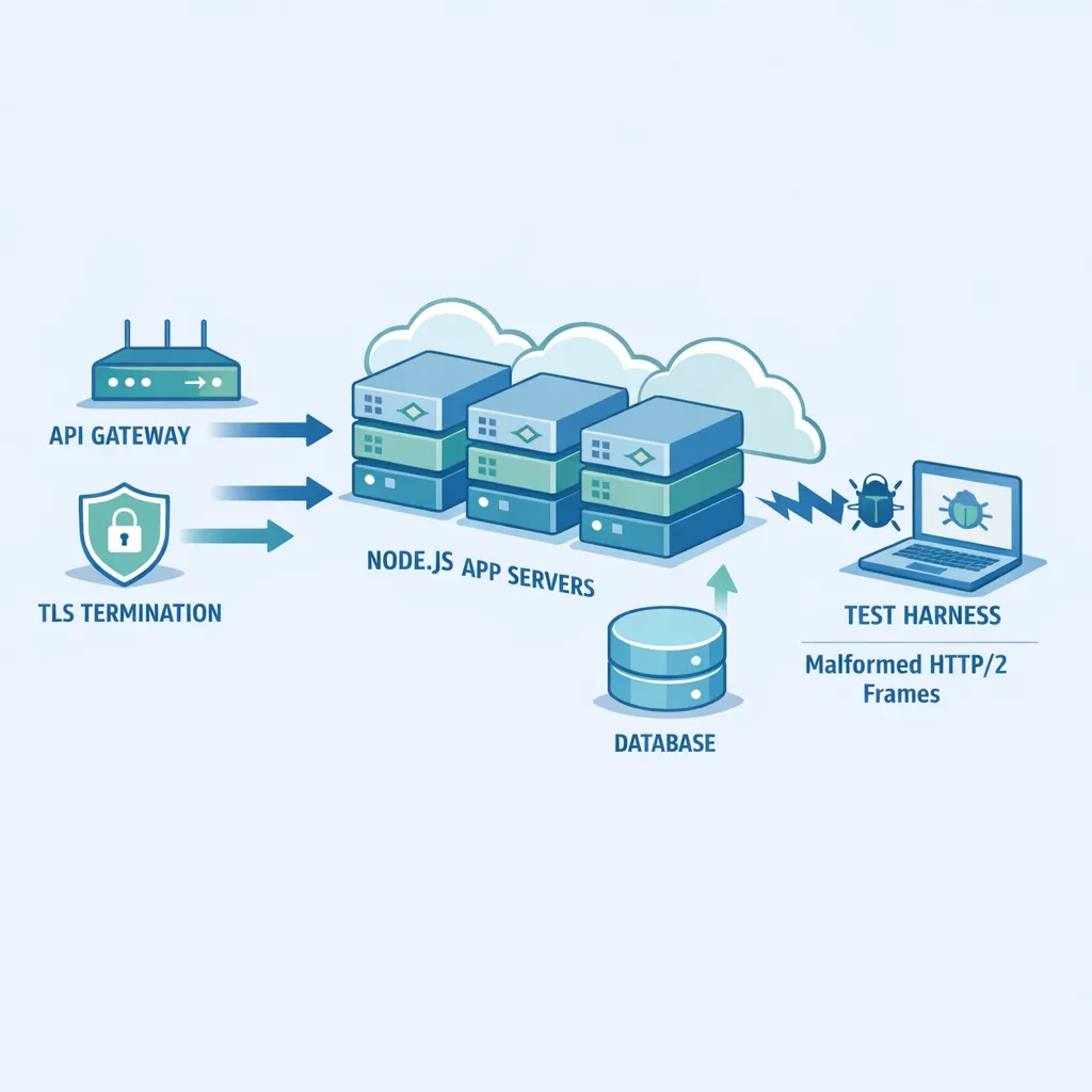 Diagram: Node.js service with hardening points