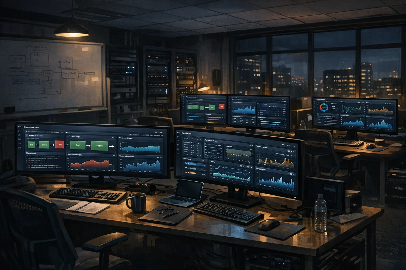 Engineers coordinating a Node.js patch rollout across servers