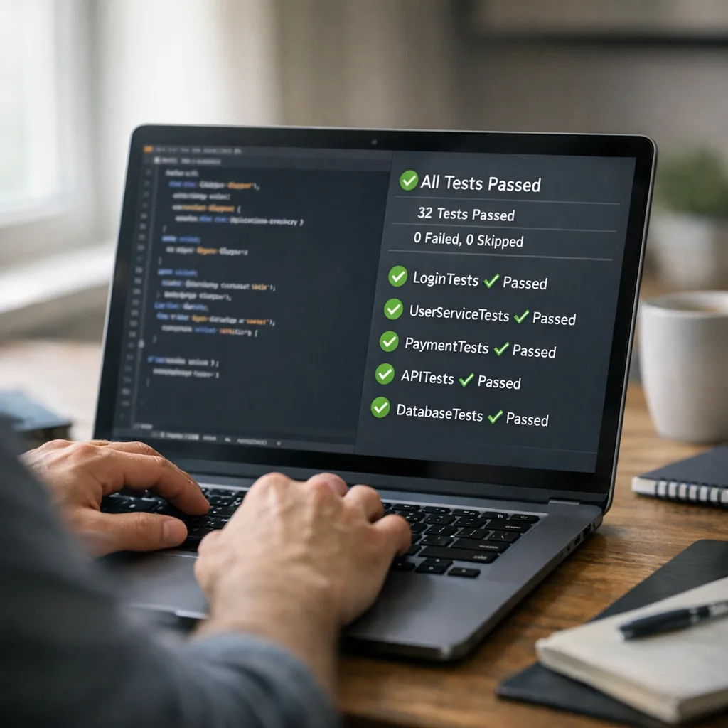 Developer running tests after Node.js update