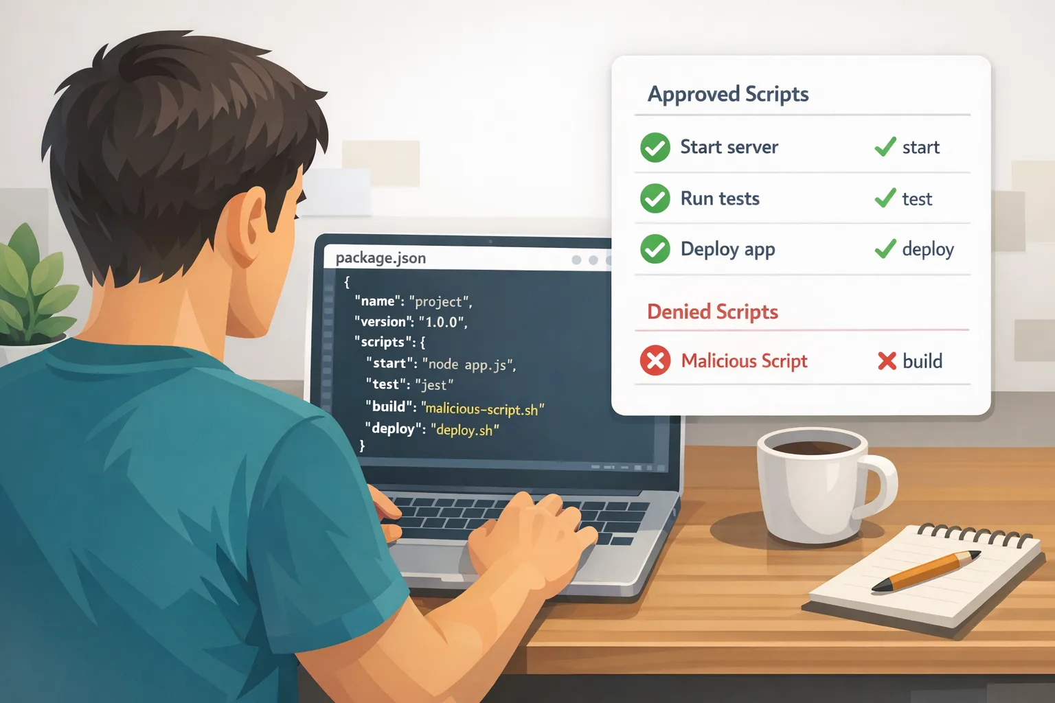 Reviewing package.json approvals for npm v12