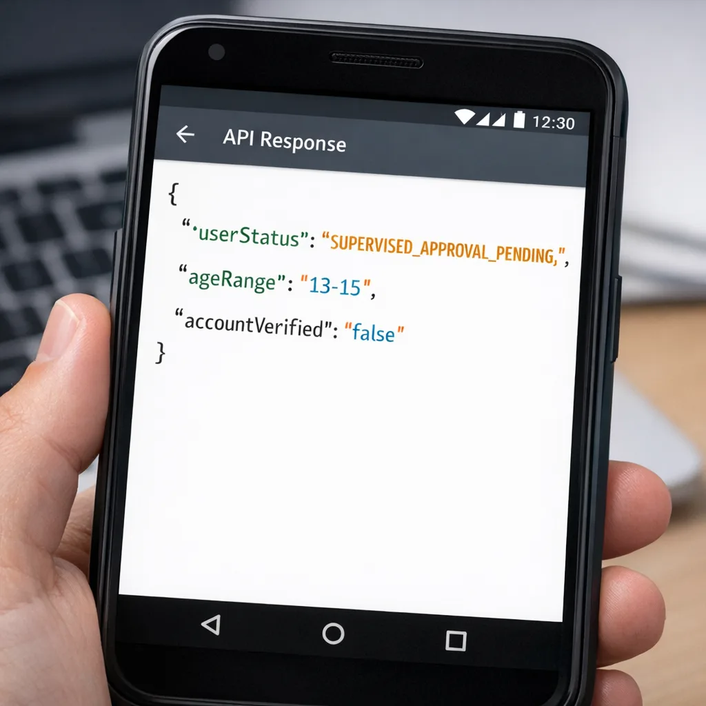 Engineer reviewing Play Age Signals API response for a minor