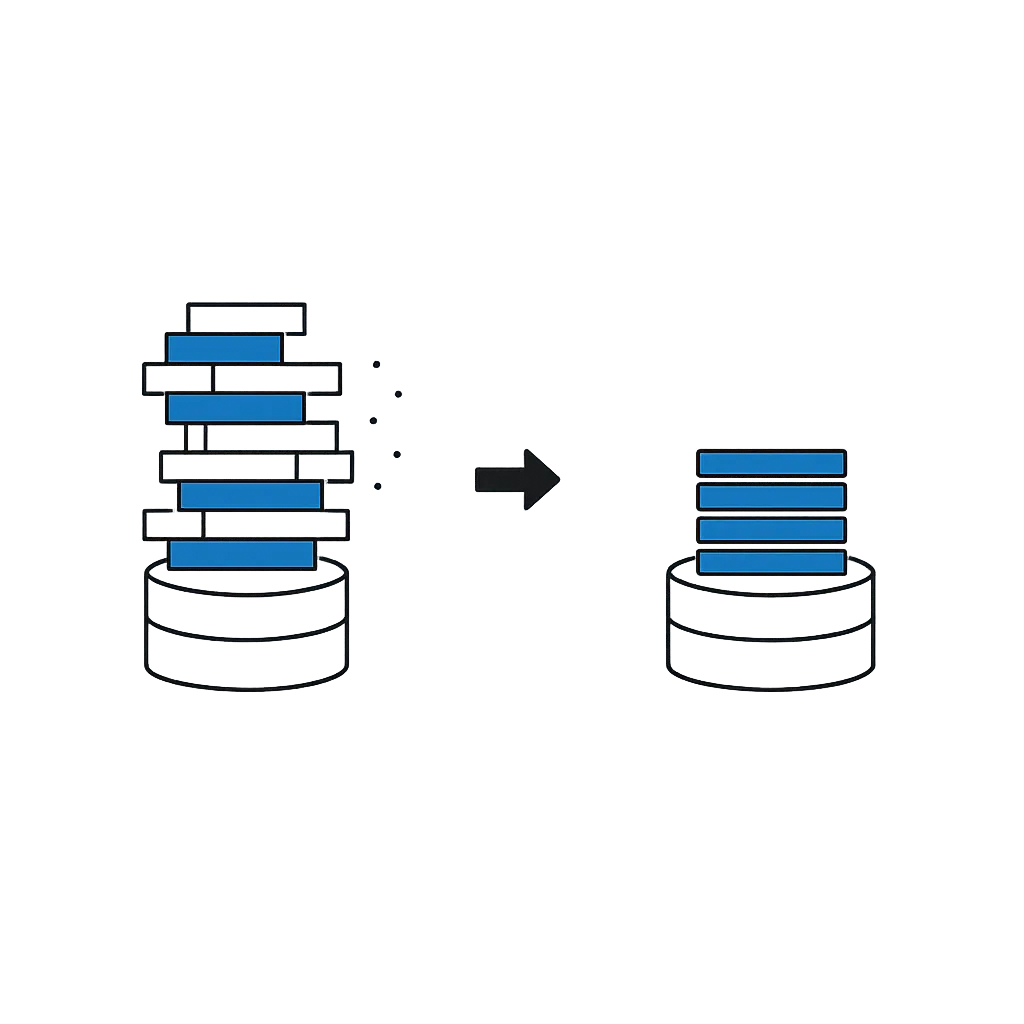 Illustration of non-blocking REPACK reducing table bloat