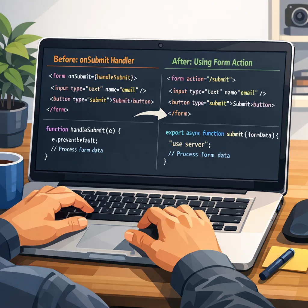 Illustration of refactoring a form to Actions in React 19