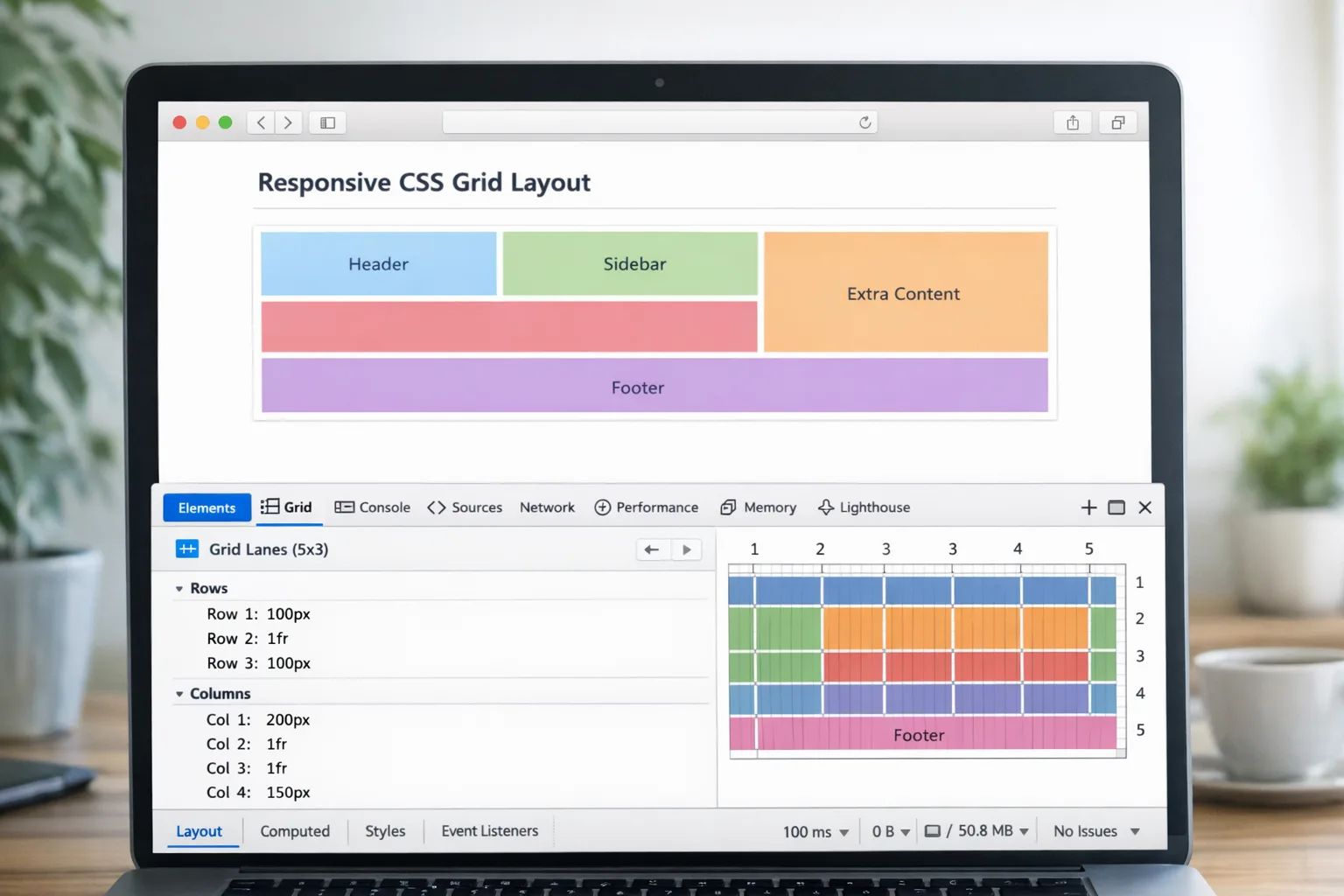 Safari 27 DevTools inspecting a Grid Lanes layout