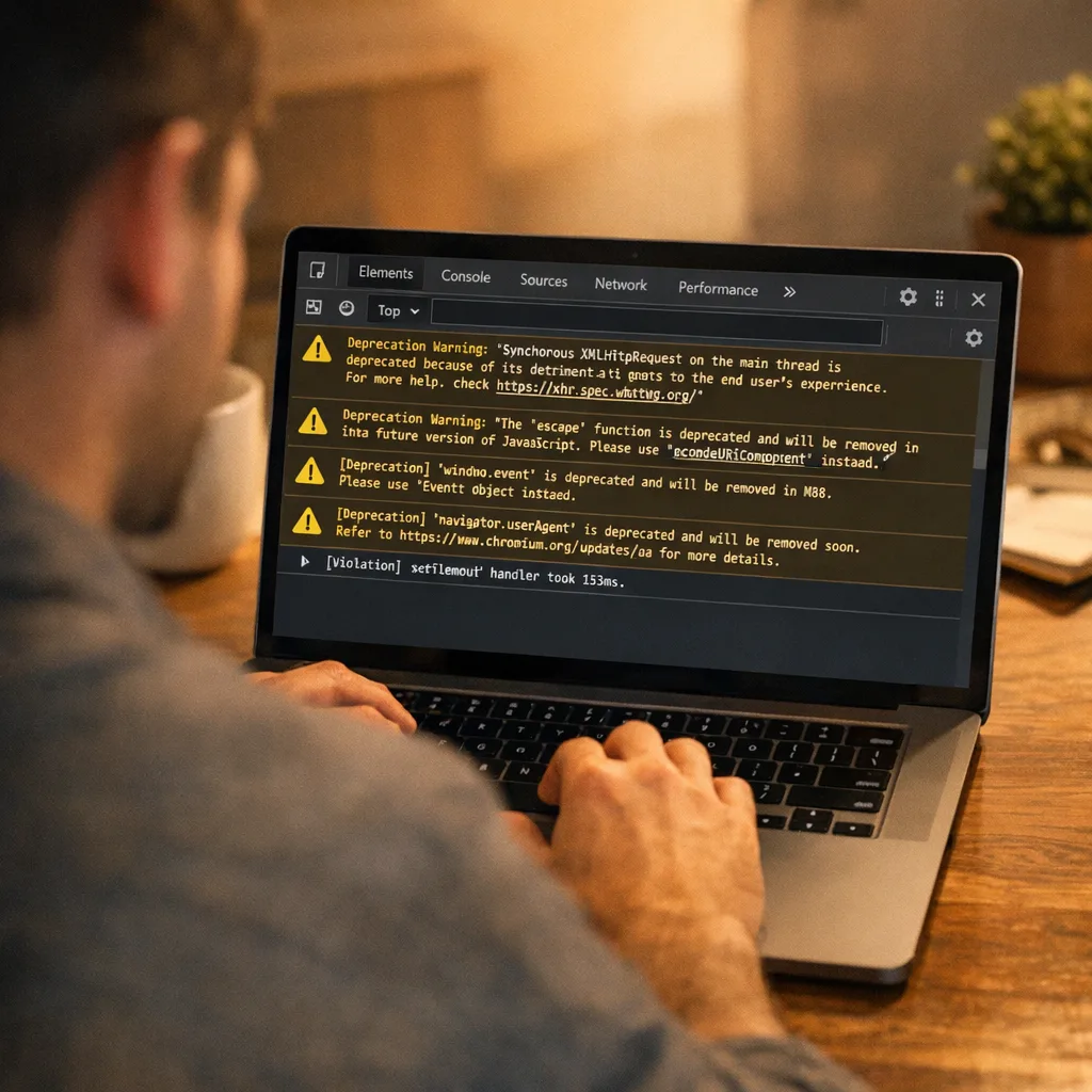 Developer auditing deprecation warnings in Chrome DevTools
