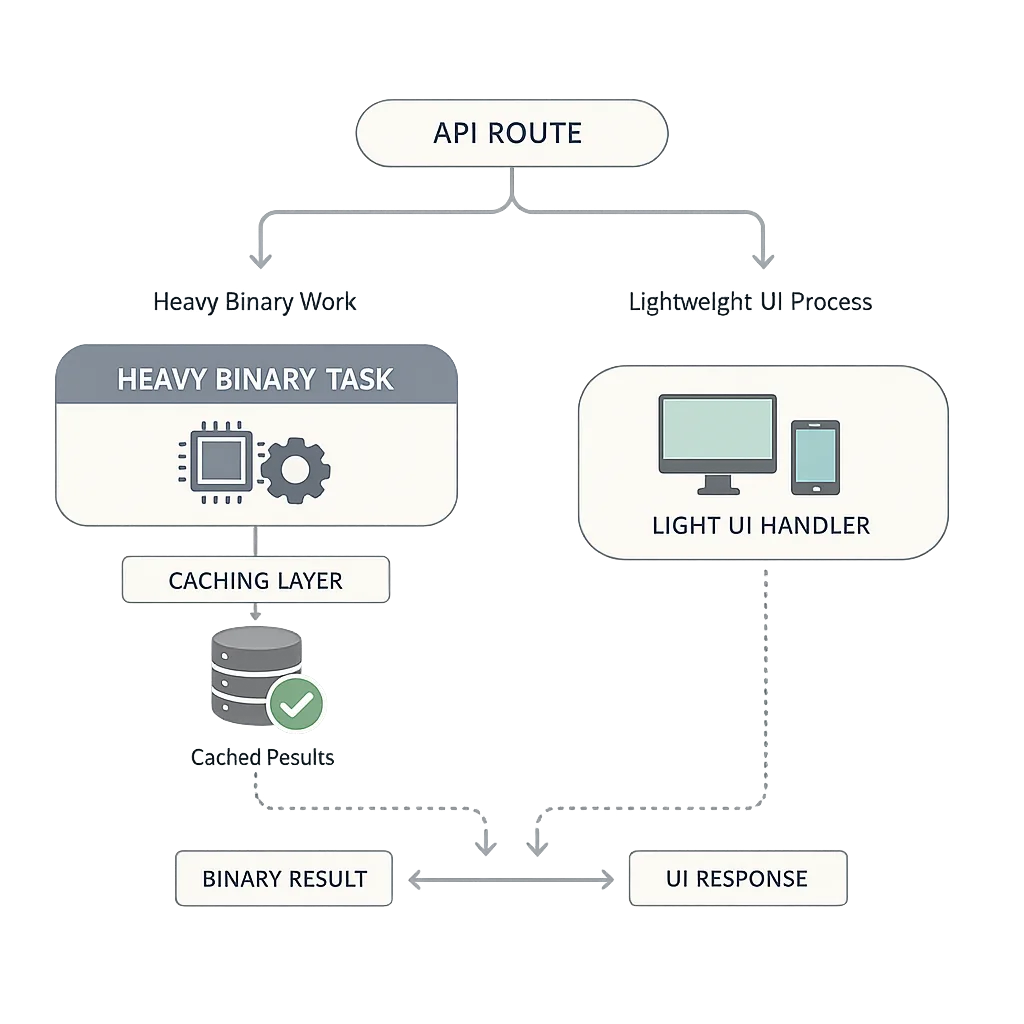 Architecture diagram for splitting heavy work from UI routes
