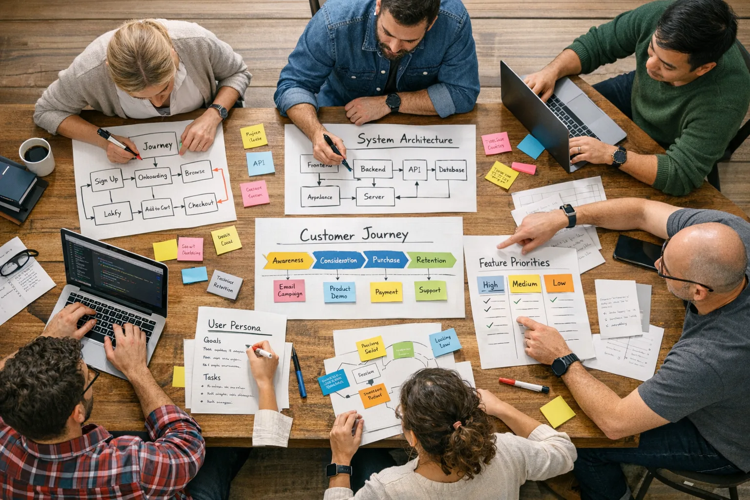 Product consulting workshop mapping user journeys and architecture