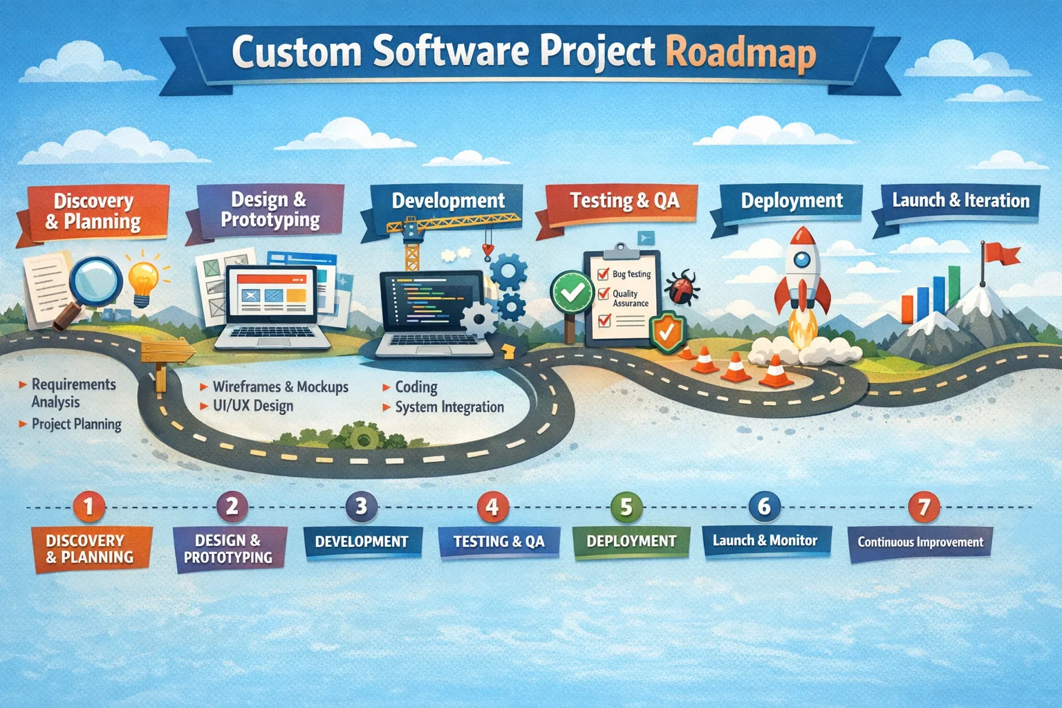 Custom software delivery roadmap from discovery to launch